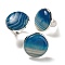 Natural Banded Agate Round Adjustable Rings, Lead Free & Cadmium Free, Silver Plated Brass Finger Rings for Women Men, Round: 28mm, Inner Diameter: 18mm