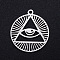 Non-Tarnish 201 Stainless Steel Pendants, Filigree Joiners Findings, Laser Cut, Flat Round with Eye, All Seeing Eye, Stainless Steel Color, 22x19.5x1mm, Hole: 1.5mm