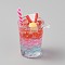 Transparent Acrylic Pendants, Glow in the Dark, Fruit Drink, Red, 40x32.5x53~64mm, Hole: 2.5mm