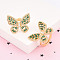 Adjustable Brass Micro Pave Cubic Zirconia Finger Rings for Women, Cadmium Free & Lead Free, Butterfly, Real 18K Gold Plated, 24mm, Inner Diameter: 17mm, Butterfly: 24x28mm