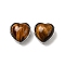 Brass Pave Natural Tiger Eye Heart Multi-Strand Links, Platinum, Cadmium Free & Lead Free, 18x18x10~10.5mm, Hole: 1.8mm