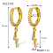 S925 Sterling Silver Cubic Zirconia Lightning Hoop Earrings, Chic Style, Golden, 22x12mm