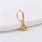 Brass Micro Pave Clear Cubic Zirconia Dangle Hoop Nose Rings, Golden, Crown, 8mm