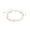 Adjustable Braided Nylon Thread Anklets, with Natural Cowrie Shell Beads and Brass Cube Beads, Golden, 2-3/8~4-3/8 inch(6~11cm)