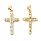 Brass Micro Pave Clear Cubic Zirconia Pendants, Cadmium Free & Lead Free, Cross, Real 16K Gold Plated, 27x16.5x2.5mm, Hole: 5x3.5mm