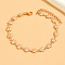 Bohemian Style Brass Enamel Butterfly Link Anklets, Golden, White, 8-1/4 inch(210mm)