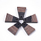 Resin & Walnut Wood Pendants, Trapezoid, Black, 18x12.5x3~4mm, Hole: 2mm