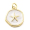 Ocean Theme Brass Enamel Pendants, with Jump Ring, Real 18K Gold Plated, Flat Round Charm, Starfish, 17.5x15.5x3mm, Hole: 3mm