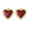304 Stainless Steel Enamel Pendants, Heart Charms, Ion Plating(IP), Real 18K Gold Plated, Red, 19x18.5x2mm, Hole: 1.6mm