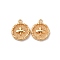 Brass Pendants, Cadmium Free & Nickel Free & Lead Free, Flat Round Charms & Clover, Real 18K Gold Plated, 14x11.5x2mm, Hole: 1.4mm