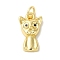 Rack Plating Brass Micro Pave Black Cubic Zirconia Pendants, with Jump Ring, Cadmium Free & Lead Free, Long-Lasting Plated, Dog, Real 18K Gold Plated, 15.5x9x4mm, Hole: 3.5mm