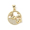Brass Micro Pave Cubic Zirconia Pendants, Cadmium Free & Lead Free, Real 16K Gold Plated, Fish, 21x18x3mm, Hole: 5x3.5mm