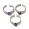 Natural Long Spar Stone Adjustable Rings, with Platinum Brass Findings, Long-Lasting Plated, Jewely for Women, Rectangle, 5.2mm, Inner Diameter: Adjustable