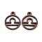 Walnut Wood Laser Cut Pendants, Hollow Constellation Charms, Undyed, Libra, 24x20x2.5mm, Hole: 2.4mm