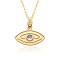 Brass Micro Pave Clear Cubic Zirconia Pendants Necklaces for Women, Evil Eye, Golden, 17.52 inch(44.5cm)