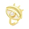 Rack Plating Eye Natural Shell Finger Rings for Women, Brass Cuff Rings, Cadmium Free & Lead Free, Long-Lasting Plated, Real 18K Gold Plated, Inner Diameter: 17mm