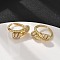 Brass Micro Pave Clear Cubic Zirconia Cuff Rings for Women, Long-Lasting Plated, Lead Free & Cadmium Free, Real 18K Gold Plated, 11.5mm, Inner Diameter: 16.6mm