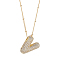 1Pc Brass Micro Pave Cubic Zirconia Letter Pendant Necklaces, Lead Free & Nickel Free & Cadmium Free, Golden, Letter V, 17.91 inch(45.5cm)~18.11 inch(46cm), Letter: 21.5~24x14~26mm