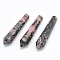 Natural Rhodonite Pointed Beads, Healing Stones, Reiki Energy Balancing Meditation Therapy Wand, Bullet, Undrilled/No Hole Beads, 50.5x10x10mm