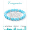 Natural Turquoise Round Beaded Stretch Bracelets for Women Men, without Paper Card