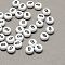 White and Black Acrylic , Flat Round with Num.8, 7x4mm, Hole: 1.3mm, about 3600pcs/500g
