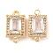 Brass Pave Clear Cubic Zirconia Connector Charms, Cadmium Free & Nickel Free & Lead Free, Rectangle Links, Real 18K Gold Plated, 15x8x5mm, Hole: 1mm