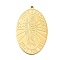 304 Stainless Steel Pendants, Oval with St. Jude Charm, Real 18K Gold Plated, 44.5x28x1.5mm, Hole: 1.6mm