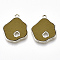 Alloy Pendants, with Cloth, Light Gold, Dark Goldenrod, 28x23x2.5mm, Hole: 2mm