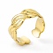 Ion Plating(IP) 304 Stainless Steel Cuff Ring for Women, Braided Wide Band Open Rings, Real 14K Gold Plated, 8mm, Inner Diameter: US Size 7 1/4(17.6mm)