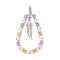 Bohemia Style Glass Seed Beaded Teardrop with Feather Pendants, with Stainless Steel Color 304 Stainless Steel Findings, Plum, 52x29x2mm, Hole: 1.2mm