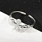 Brass Micro Pave Cubic Zirconia Adjustable Cuff Rings for Women, Human with Heart, Rack Plating, Cadmium Free & Lead Free, Long-Lasting Plated, Platinum, 10mm, Inner Diameter: Adjustable
