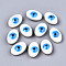 Natural Freshwater Shell Beads, with Enamel, Enamelled Sequins, Oval with Evil Eye, Dodger Blue, 15.5x10x5.5mm, Hole: 0.8mm