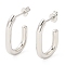 Brass Oval Stud Earrings, Half Hoop Earrings, Lead Free & Cadmium Free, Platinum, 23x3mm