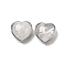 Brass Pave Natural Quartz Crystal Heart Multi-Strand Links, Platinum, Cadmium Free & Lead Free, 18x18x10~10.5mm, Hole: 1.8mm