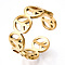 Ion Plating(IP) 304 Stainless Steel Peace Sign Open Cuff Ring for Women, Real 18K Gold Plated, US Size 6 1/4(16.7mm)