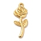 Ion Plating(IP) 304 Stainless Steel Pendants, Rose Charms, Real 18K Gold Plated, 24x9.5x2mm, Hole: 1.2mm