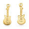 201 Stainless Steel Pendants, Guitar, Real 18K Gold Plated, 25.5x9x2mm, Hole: 1.6mm