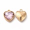 Faceted Glass Rhinestone Pendants, with Golden Tone Zinc Alloy Findings, Heart Charms, Thistle, 16.5x14x6.5mm, Hole: 1.6mm