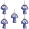 Natural Sodalite Pendants, with  Copper Wire, Mushroom, 30x15x16mm, Hole: 5mm