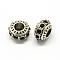 Alloy Rhinestone European Beads, Rondelle Large Hole Beads, Jet, 11x7mm, Hole: 4.5mm
