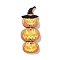 Halloween Theme Wood Big Pendants, Printed Wooden Tassel Charms, with Iron Findings, Pumpkin, 55x22x3mm, Hole: 1.5mm