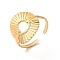 Ion Plating(IP) 304 Stainless Steel Finger Rings, Cuff Ring, Corrugated Round Ring for Men Women, Real 18K Gold Plated, 2mm, Inner Diameter: US Size 7 1/4(17.6mm)