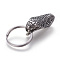 304 Stainless Steel Split Key Rings, Keychain Clasp Findings, Snake, Antique Silver, 62mm, Ring: 28x2.5mm, 22mm Inner Diameter