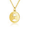 201 Stainless Steel Pendant Necklaces, with Cable Chains, Flat Round with Coconut Palm, Golden, 15.7 inch(40cm), 1.5mm, Flat Round: 16x13.5x1mm