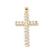 Brass Micro Pave Cubic Zirconia Pendants, Cross, Rack Plating, Cadmium Free & Lead Free, Long-Lasting Plated, Real 18K Gold Plated, 37x23x3mm, Hole: 3.5x3mm