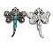 Synthetic Turquoise Pendants, with Tibetan Style Alloy Findings, Dragonfly, 35x47mm