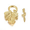 Alloy Toggle Clasps, Cadmium Free & Nickel Free & Lead Free, Leaf, Golden, Toggle: 36x22x4.5mm, Hole: 1.5mm, Bar: 24x7x4.5mm