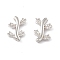 Brass Connector Charms, Cadmium Free & Lead Free, Leaf Links, 925 Sterling Silver Plated, 10x6x1.5mm, Hole: 1mm