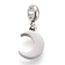 Non-Tarnish 304 Stainless Steel Charms, with Tube Bails, Manual Polishing, Moon, Stainless Steel Color, 14.6mm, Pendant: 9x6x1.8mm, Hole: 2.5mm