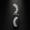 Leaf Brass with Crystal Rhinestone Cuff Rings for Women, Platinum, 75mm, Inner Diameter: 20mm